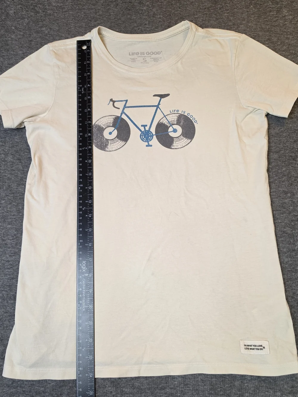 Life is Good Womans' Shirt Small Cream Bike Graphic Tee Travel Comfort Classic - Picture 3 of 10